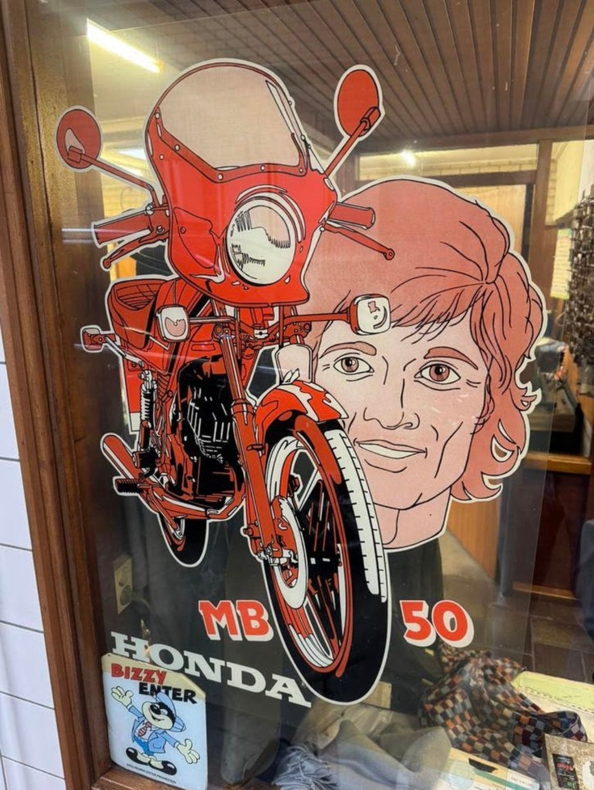 Honda MB 50 reclame aan de ramen (Nr: 2266), Ophalen, Voor 1940, Zo goed als nieuw, Overige onderwerpen