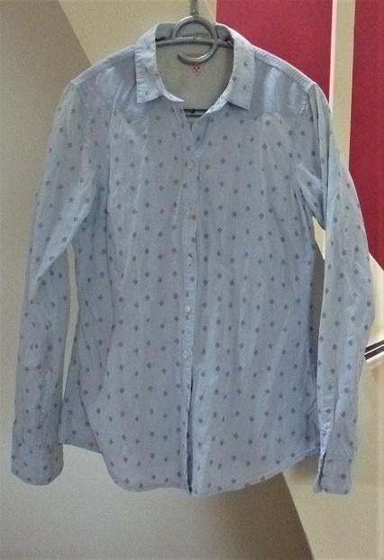 Maison Scotch - lichtblauwe blouse met werkje, Blauw, Zo goed als nieuw, Maat 36 (S), Maison Scotch