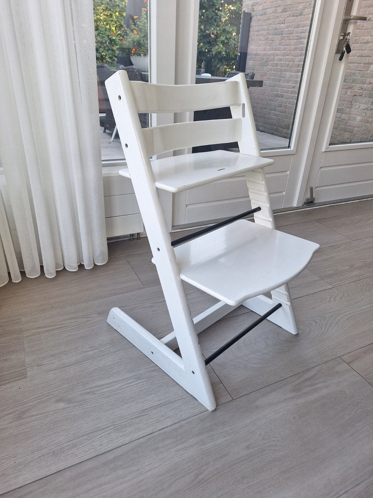 Witte Tripp Trapp kinderstoel, Kinderen en Baby's, Kinderstoelen, Ophalen, Gebruikt, Meegroeistoel