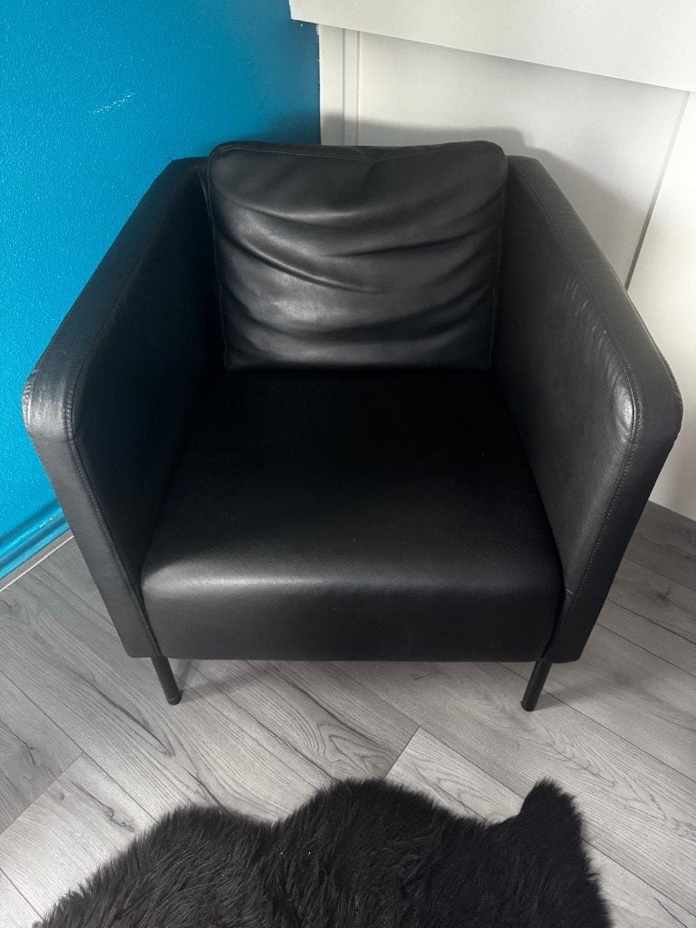 EKERÖ Fauteuil, Bomstad zwart (2x), Huis en Inrichting, Stoelen, Ophalen, Overige materialen, Gebruikt, Twee