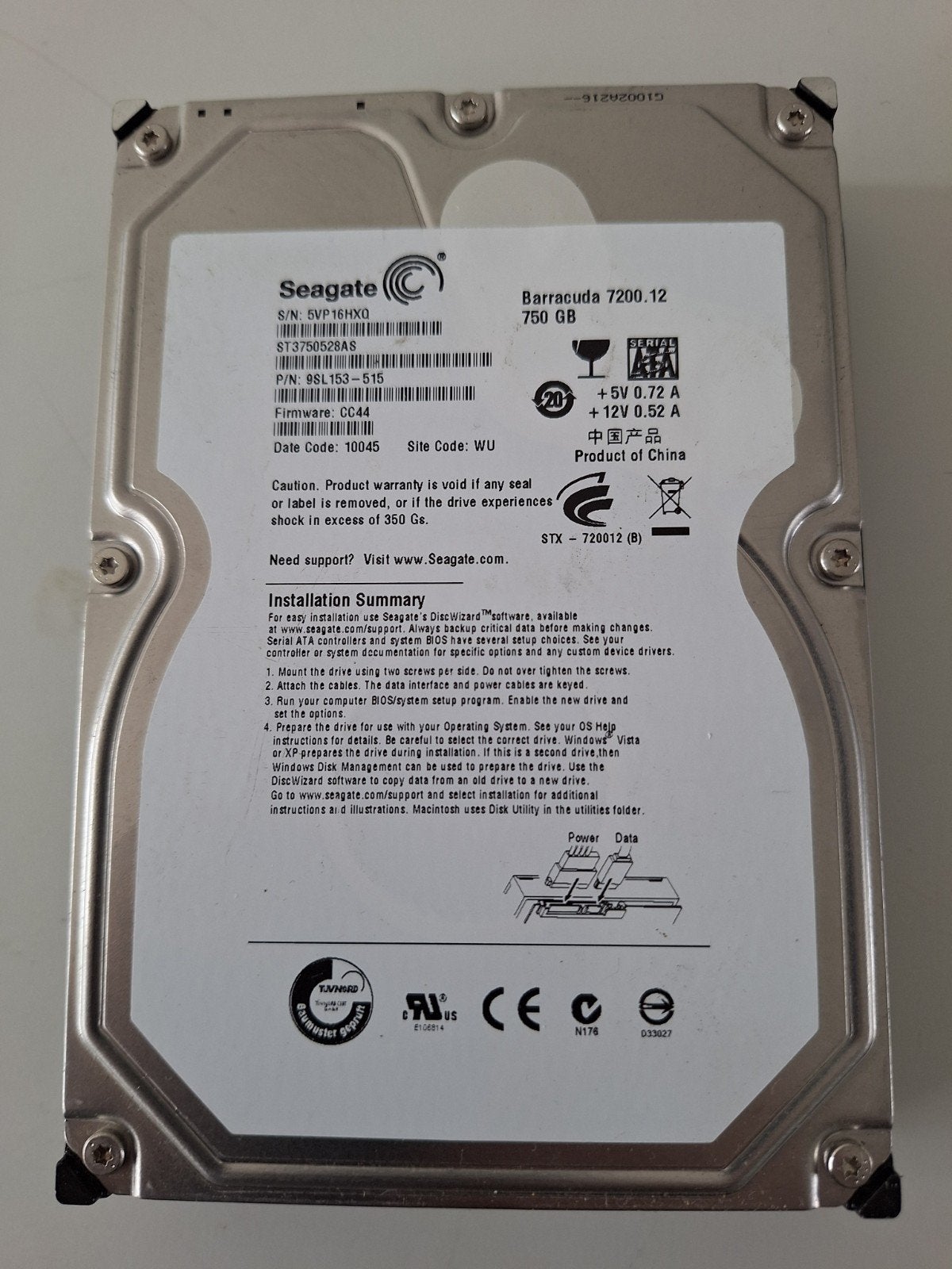 750 Gb SATA harde schijf, Computers en Software, Intern, Gebruikt, Ophalen of Verzenden, Seagate