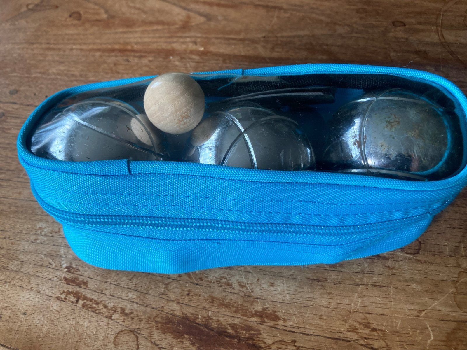 Petanque jeu de boules set met 3 ballen en accessoires Obut, Ophalen of Verzenden, Gebruikt