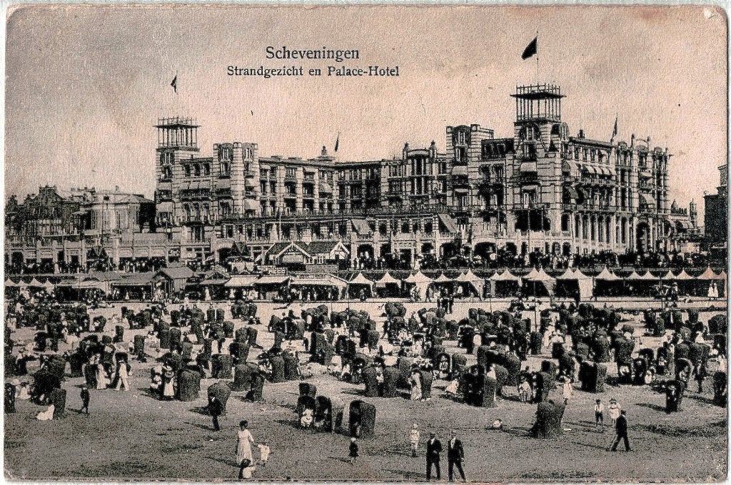 Scheveningen strandgezicht en Palace-hotel, verstuurd 1924, Verzenden, 1920 tot 1940, Gelopen, Zuid-Holland