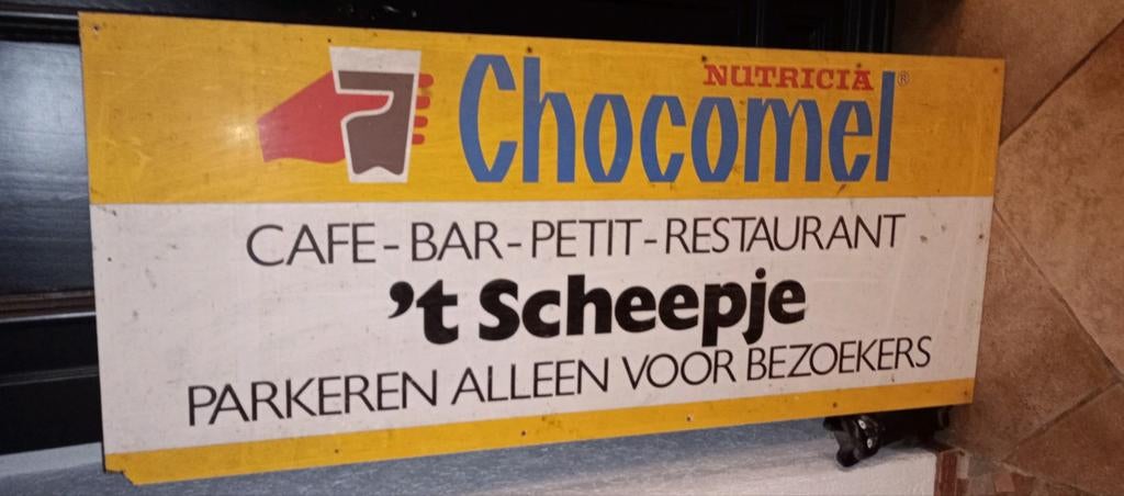 Nutricia chocomel reclame bord t scheepje, Verzamelen, Merken en Reclamevoorwerpen, Ophalen, Gebruiksvoorwerp
