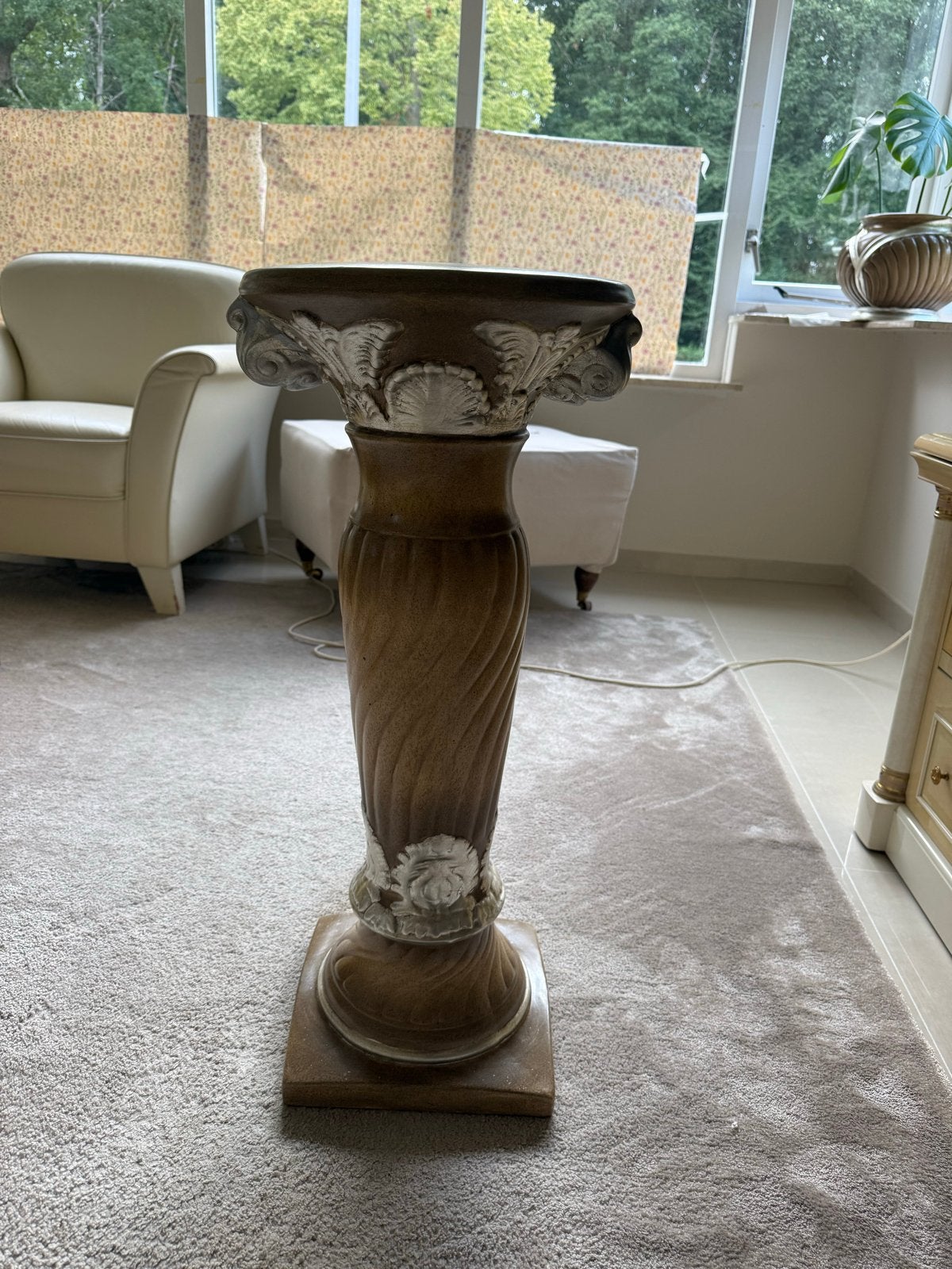 Decoratieve zuil met pot - Klassieke stijl, Gebruikt, Ophalen of Verzenden, Klassiek, Bruin