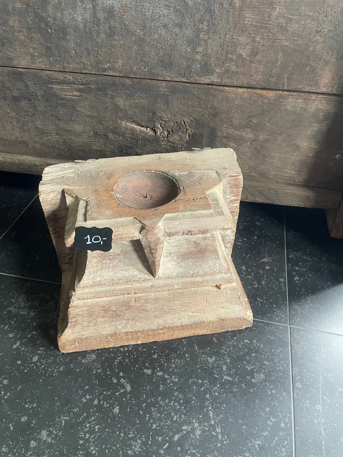 Antieke houten kandelaar of theelichthouder, Ophalen, Overige materialen