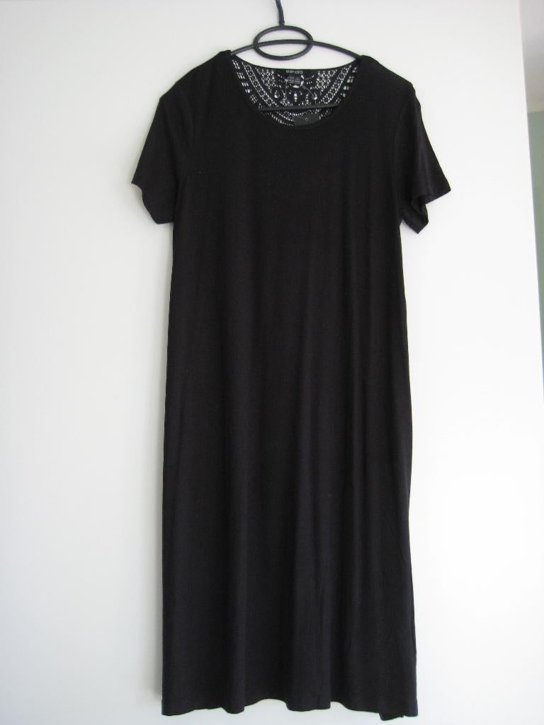 Zwart jurkje maat S korte mouw met kant viscose NIEUW!, Kleding | Dames, Zwart, Nieuw, Maat 36 (S), Boven de knie