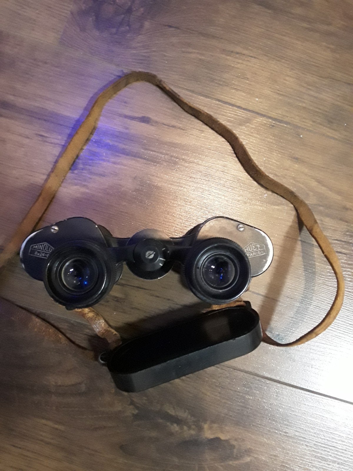 Vintage verrekijker met leren band - Made in France, Ophalen of Verzenden