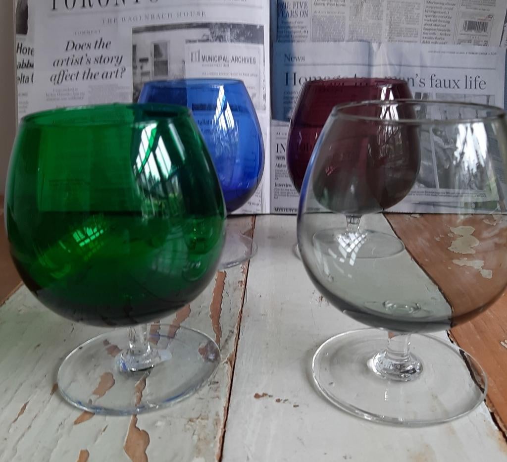 4 Oude Cognac glazen, Ophalen of Verzenden, Zo goed als nieuw