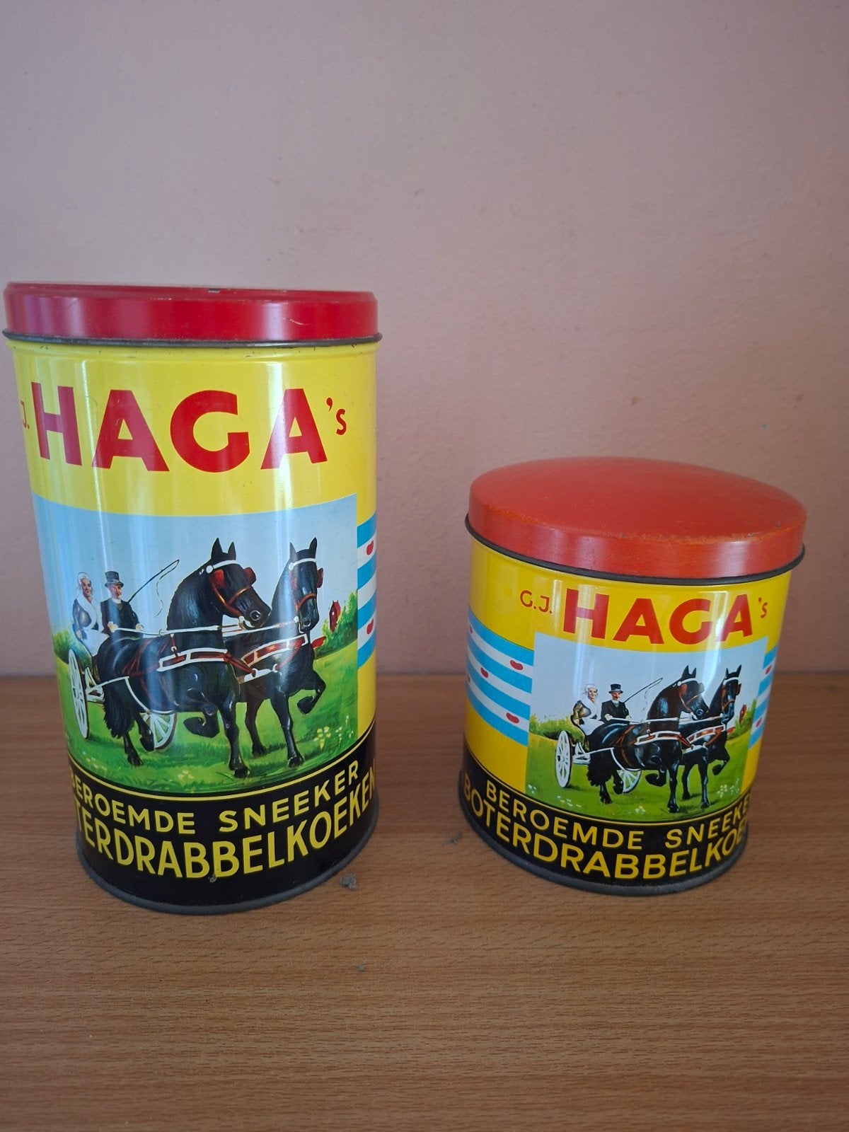 Set van 2 vintage Haga's Sneeker Drabbelkoeken blikken, Ophalen of Verzenden