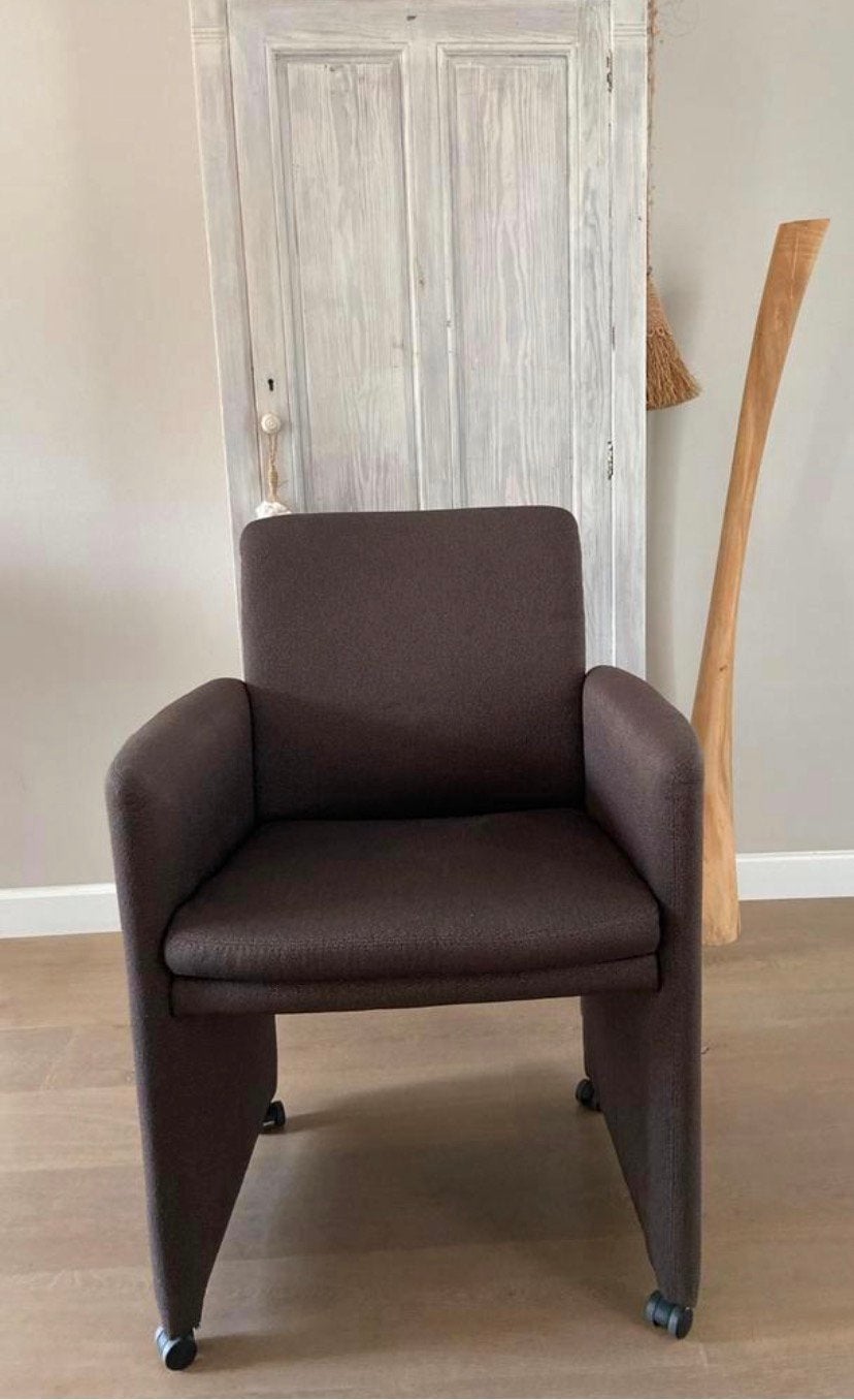 4x bruine stoelen stof, Huis en Inrichting, Stoelen, Ophalen, Gebruikt, Bruin, Vier