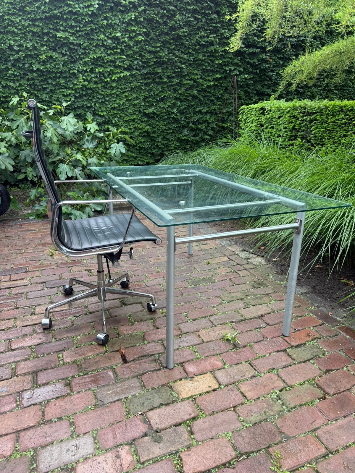 Modern glazen bureau met metalen frame, Ophalen, 90 cm, 160 cm, Nieuw