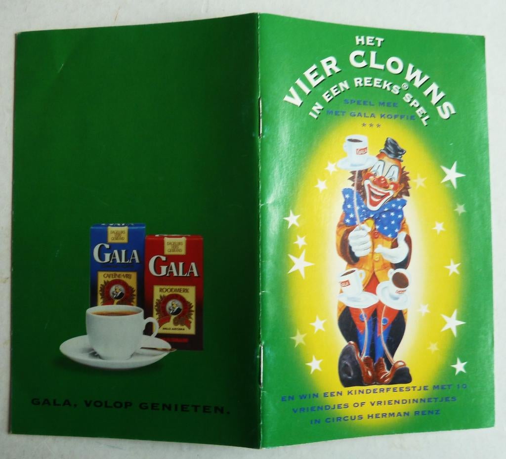 Gala koffie  / Circus Renz clowns spelletje boekje  1997, Verzamelen, Merken en Reclamevoorwerpen, Zo goed als nieuw, Overige typen