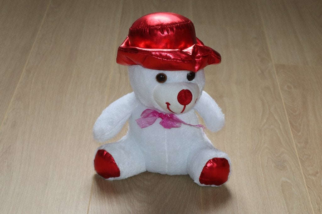 BiCiRiKTOYS Knuffelbeer met rood hoedje ca. 33cm NIEUW (Wit), Ophalen of Verzenden, Nieuw, Beer, Middelgroot (20 tot 80 cm)
