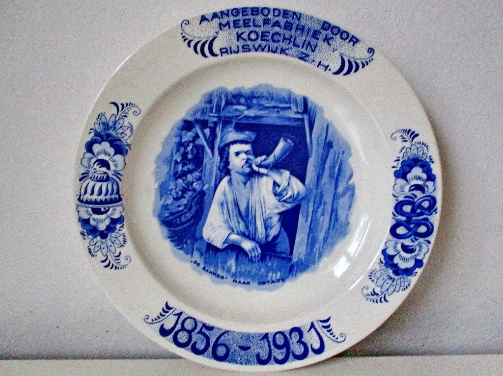 Antiek Delfts blauw gedenkbord Meelfabriek Koechlin Rijswijk, Ophalen of Verzenden