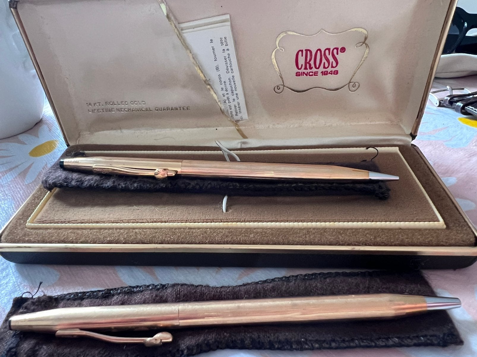 Cross 14kr rolled gold set, Verzamelen, Pennenverzamelingen, Ophalen, Zo goed als nieuw, Pennenset, Cross