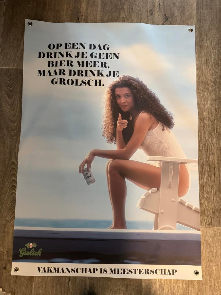Vintage Grolsch Poster: "Op een dag drink je geen bier meer", Ophalen, A1 t/m A3, Reclame, Rechthoekig Staand