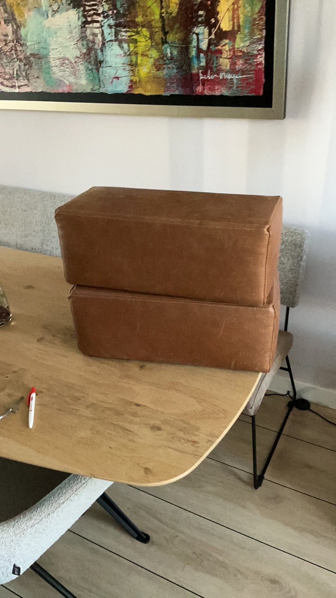 2 losse armsteunen, Minder dan 50 cm, Leer, Ophalen of Verzenden, Zo goed als nieuw