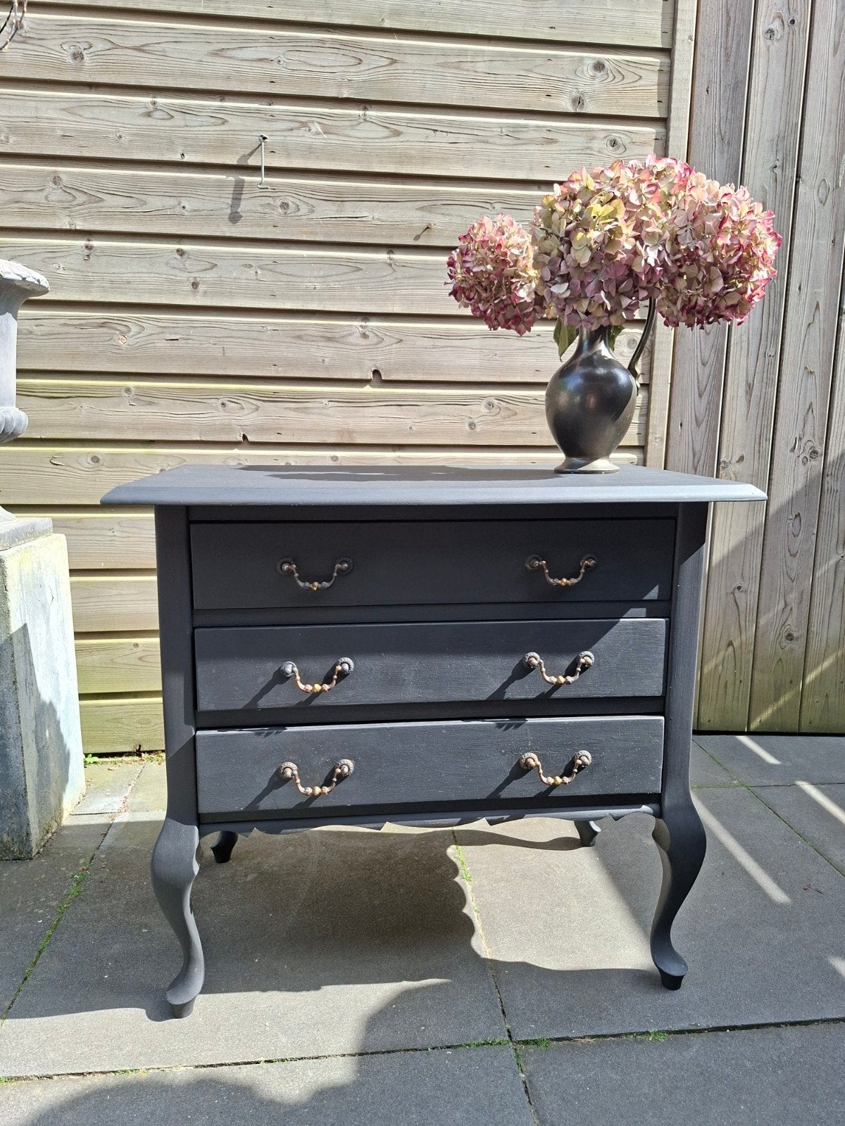 Gerestylde Louis XV/Queen Anne Ladekast - Antraciet, Minder dan 50 cm, Gebruikt, Louis XV/Queen Anne, Landelijk, Romantisch, Brocante