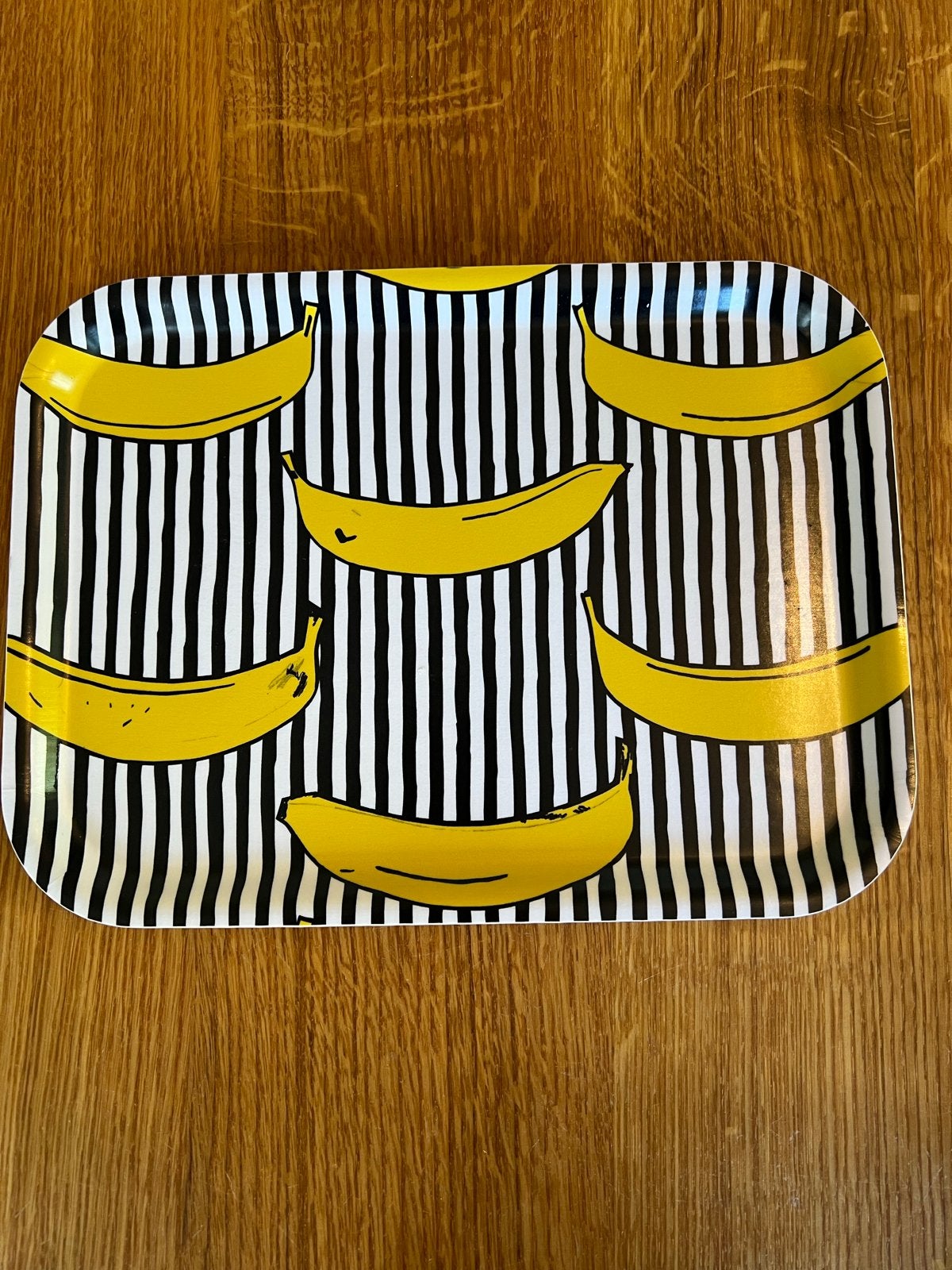 IKEA Randig Museum dienblad bananenprint - zwart/wit/geel, Kunststof, Gebruikt, Ophalen of Verzenden, Dienblad