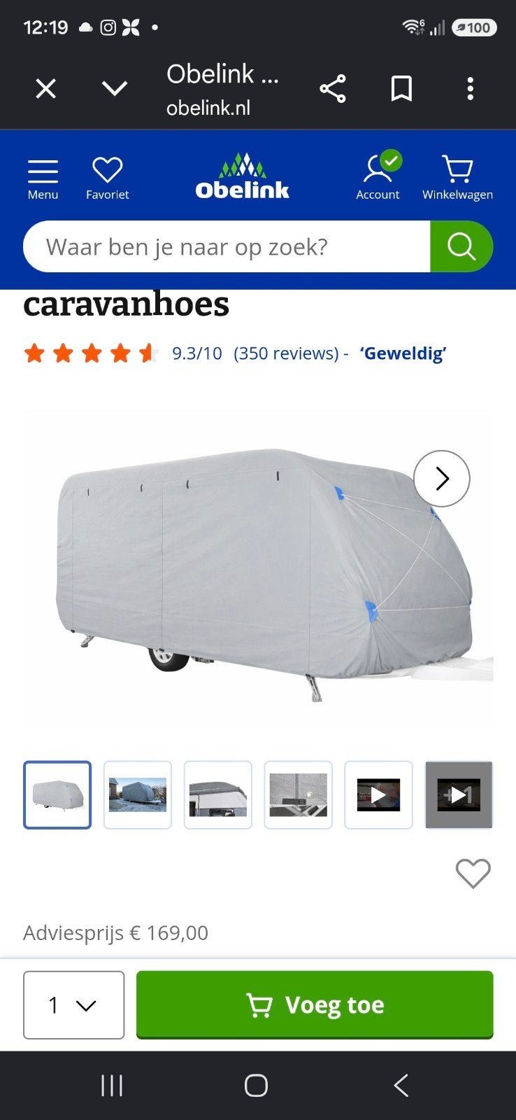 caravan afdekhoes, Ophalen of Verzenden, Nieuw