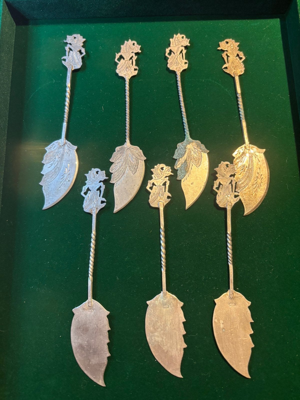 7 Djokja zilveren Wajang lepeltjes- 800 zilver, Antiek en Kunst, Verzenden