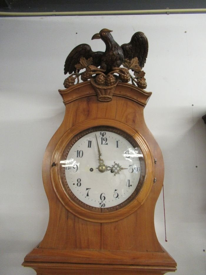 Oer 10834 ANTIEKE kersenhout Duitse staande klok met adelaar, Ophalen