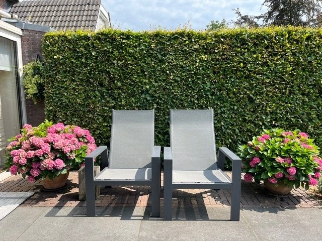 2 luxe comfortabele loungestoelen, Stoel, Aluminium, Zo goed als nieuw, Loungeset