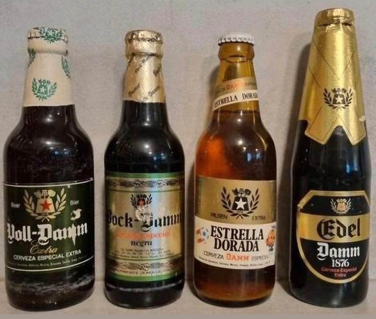 Damm set, Spanje: Voll '86, Bock '89, Dorado '86, Edel '88, Ophalen of Verzenden, Zo goed als nieuw, Flesje(s), Overige merken
