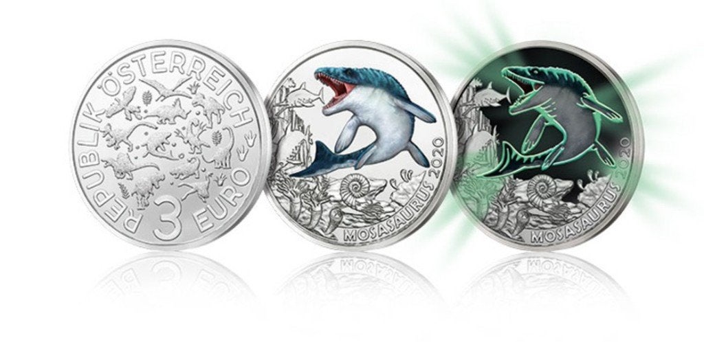 3 Euro Oostenrijk 2020 UNC - Mosasaurus, Verzenden, Oostenrijk, Overige waardes, Losse munt