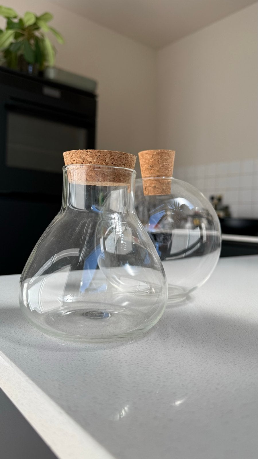 Glazen potjes met kurk - set van 2, Ophalen of Verzenden, Zo goed als nieuw, Glas, Modern