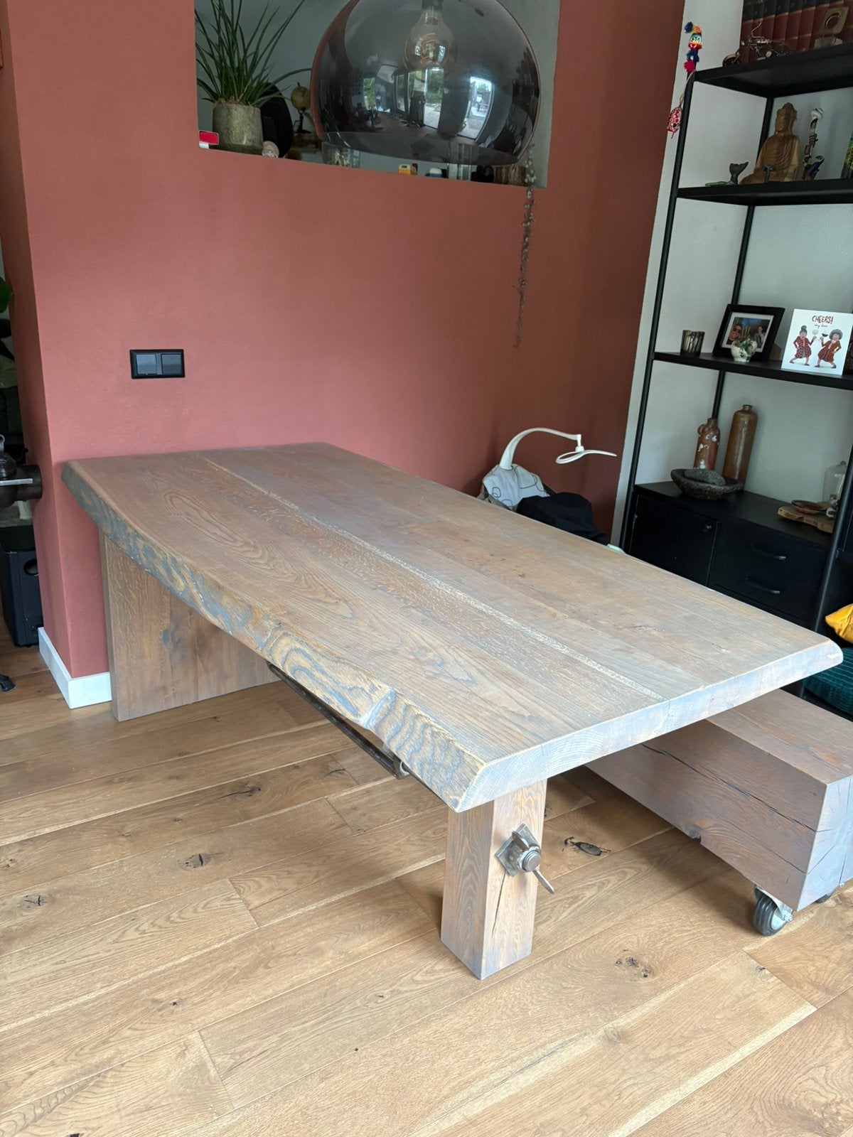 Eikenhouten eettafel 180x85x76 cm, Ophalen, Zo goed als nieuw, Bankschroef