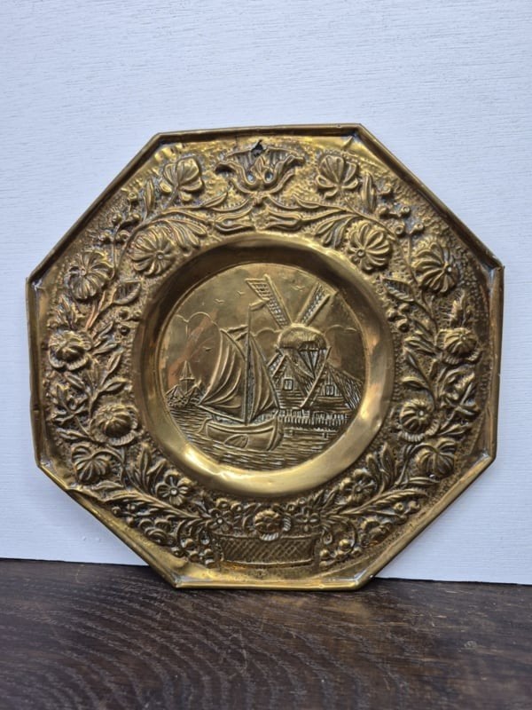 Antieke koperen wandplaat, Ophalen of Verzenden
