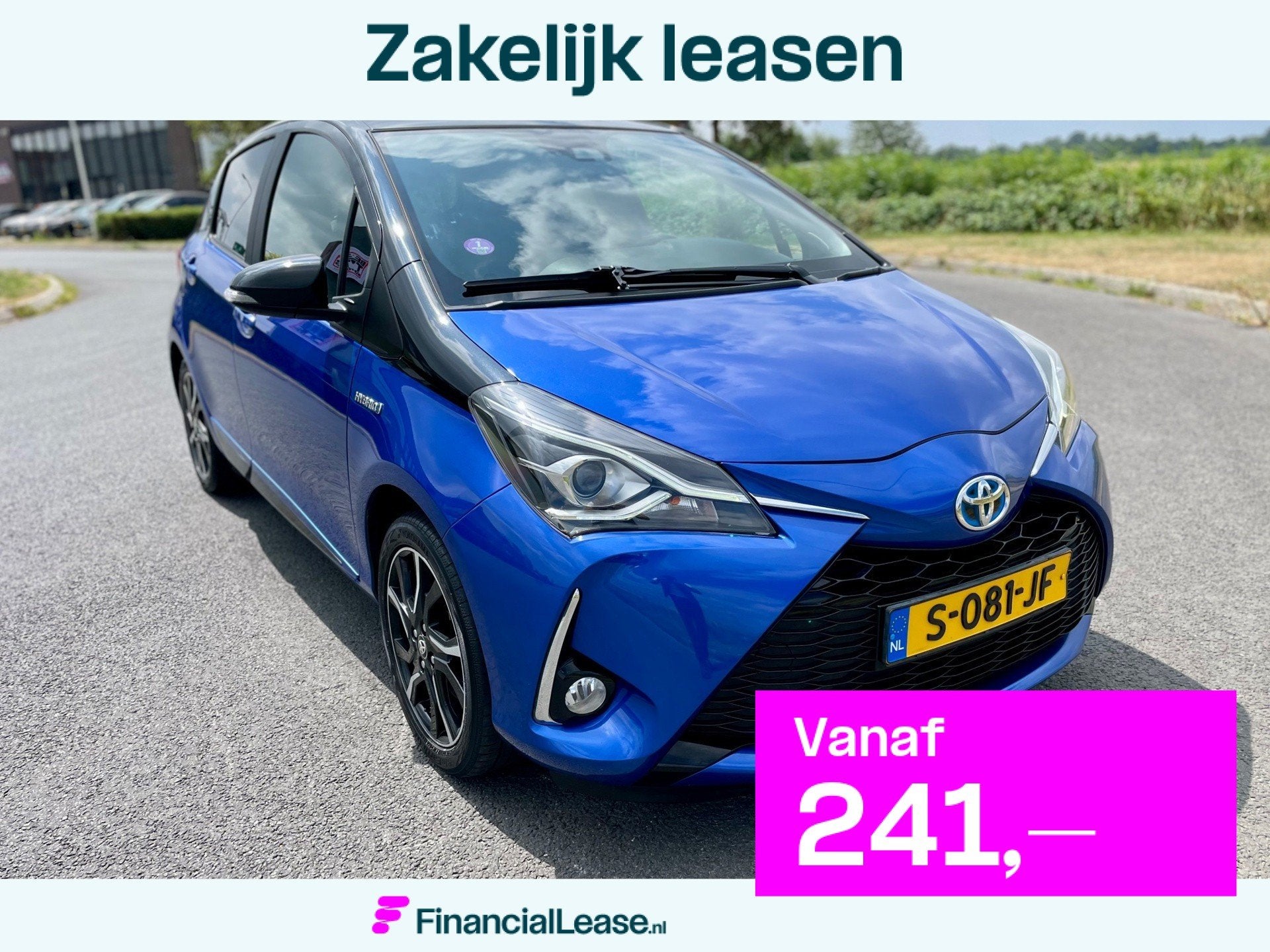 Toyota Yaris 1.5 Hybrid Premium, Bi-Tone Aut, Trekhaak, Navi, 4 cilinders, Blauw, Bedrijf, Hybride Elektrisch/Benzine