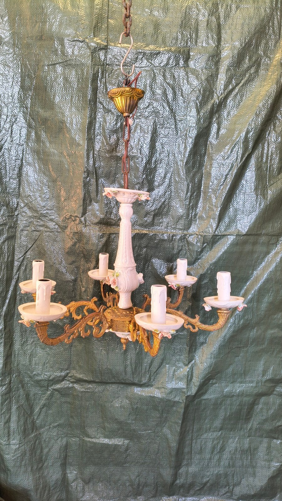 Antieke porseleinen hanglamp (kroonluchtertje), Ophalen