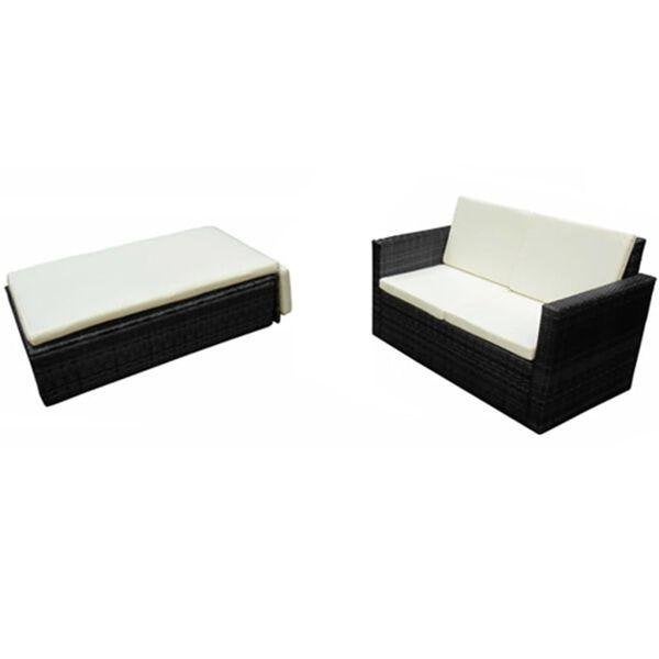 2-delige Loungeset met kussens poly rattan zwart, Ophalen, Kunststof, ., Nieuw