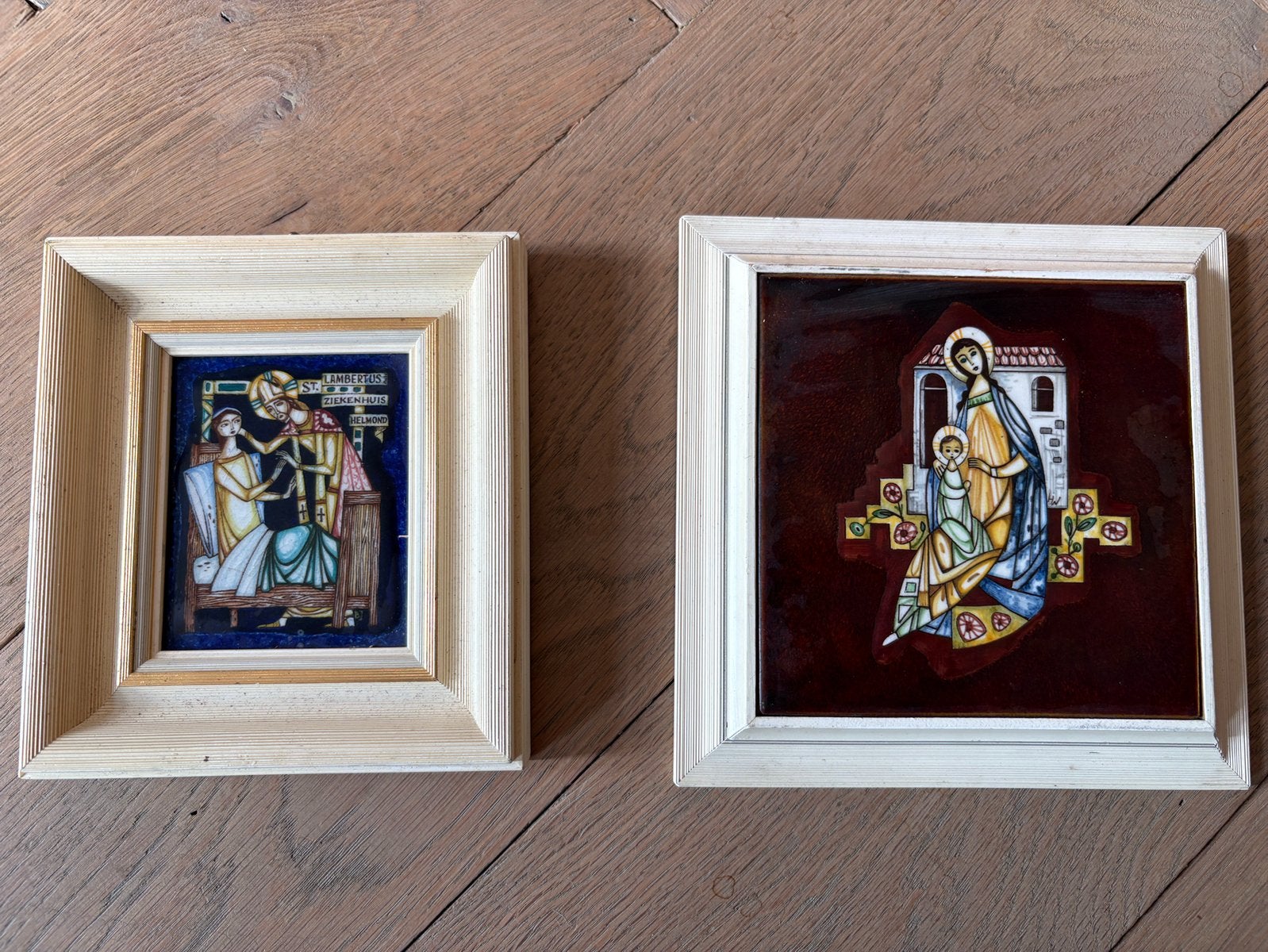 2 emaille schilderijtjes, Ophalen of Verzenden, Zo goed als nieuw