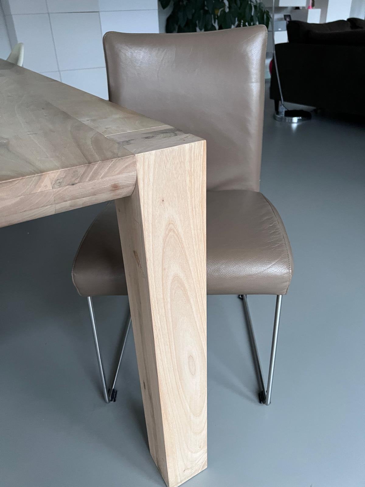 Leren eetkamerstoelen 6 stuks, Ophalen of Verzenden, Gebruikt, Rechthoekig, 50 tot 100 cm