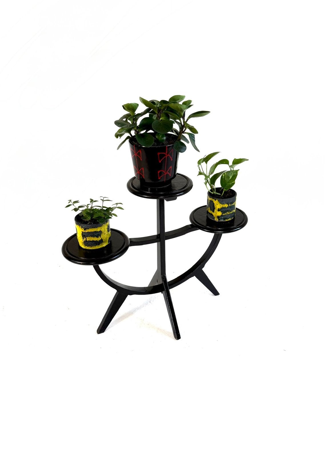 Vintage plantentafel ‘50, Vintage retro buisframe design rotan webbing papercord deens, Zo goed als nieuw, Nvt, Overige vormen