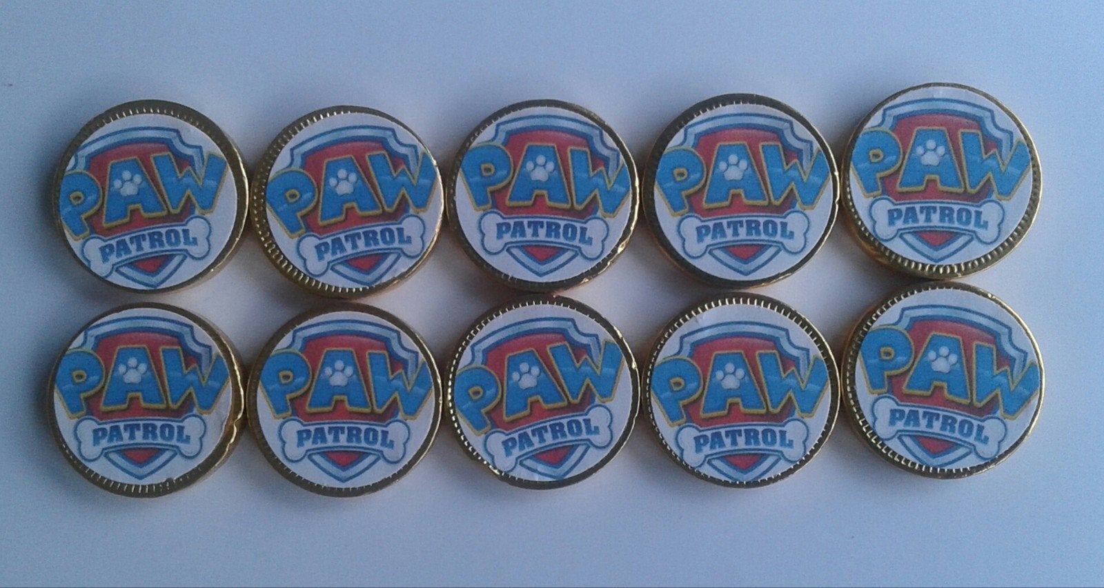 Set van 10 Paw Patrol traktatie chocolademunten, Ophalen of Verzenden, Nieuw, Versiering, Verjaardag