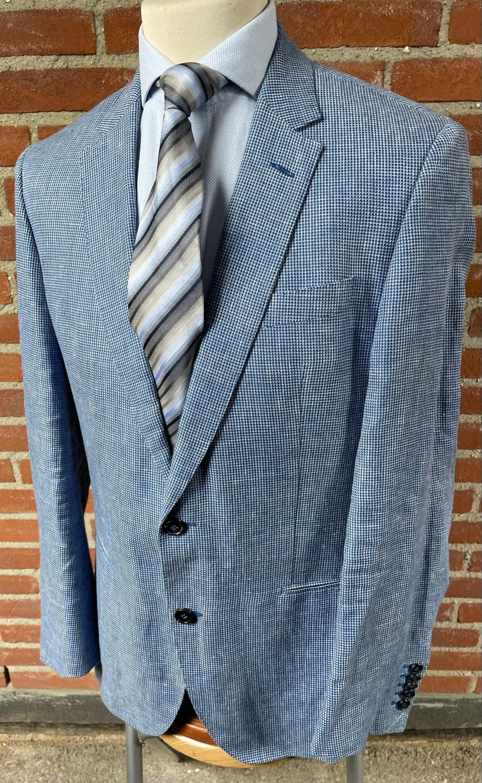 Hugo Boss Drago Linnen/ Katoen Blauw Mt 52 (L, Ophalen of Verzenden, Zo goed als nieuw, Maat 52/54 (L), Blauw