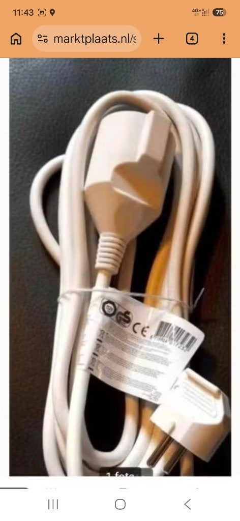 Verlengsnoer 5 meter, Doe-het-zelf en Verbouw, Elektra en Kabels, Ophalen of Verzenden, Kabel of Snoer