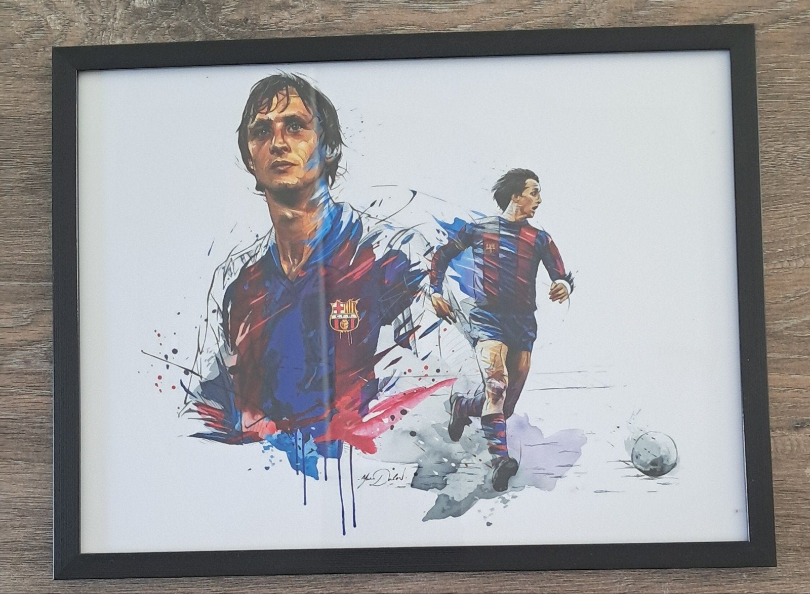 Johan Cruijff FC Barcelona Kunstprint - Ingelijst, Verzamelen, Ophalen of Verzenden, Nieuw, Ajax
