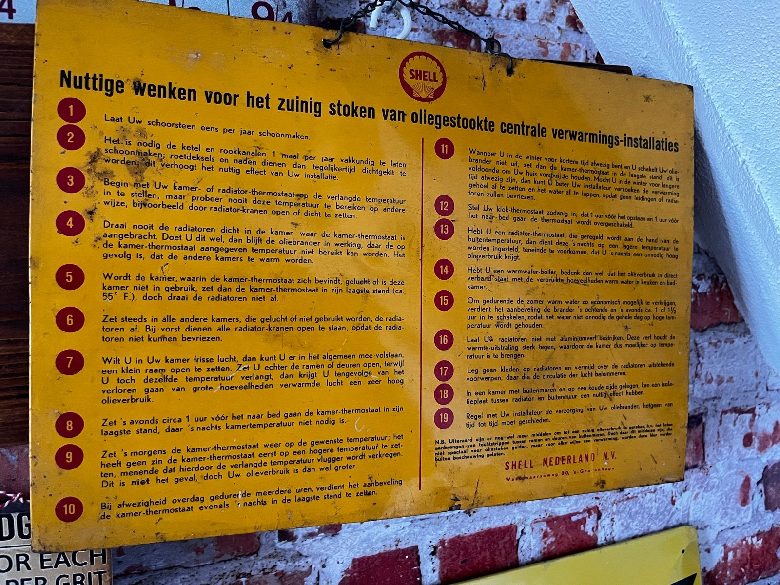 Shell Vintage Shell Metalen Bord - oliestoken, Ophalen of Verzenden