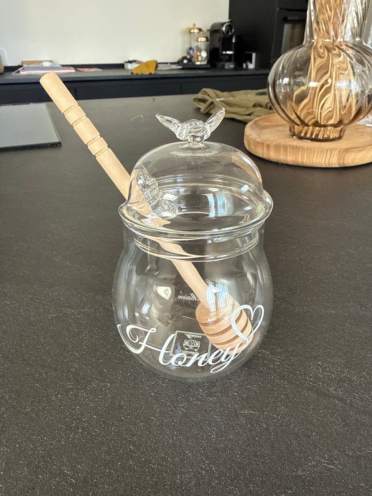 Riviera Maison Honingpot met Honinglepel - Zo goed als nieuw, Glas, Ophalen of Verzenden, Zo goed als nieuw, Voorraadpot