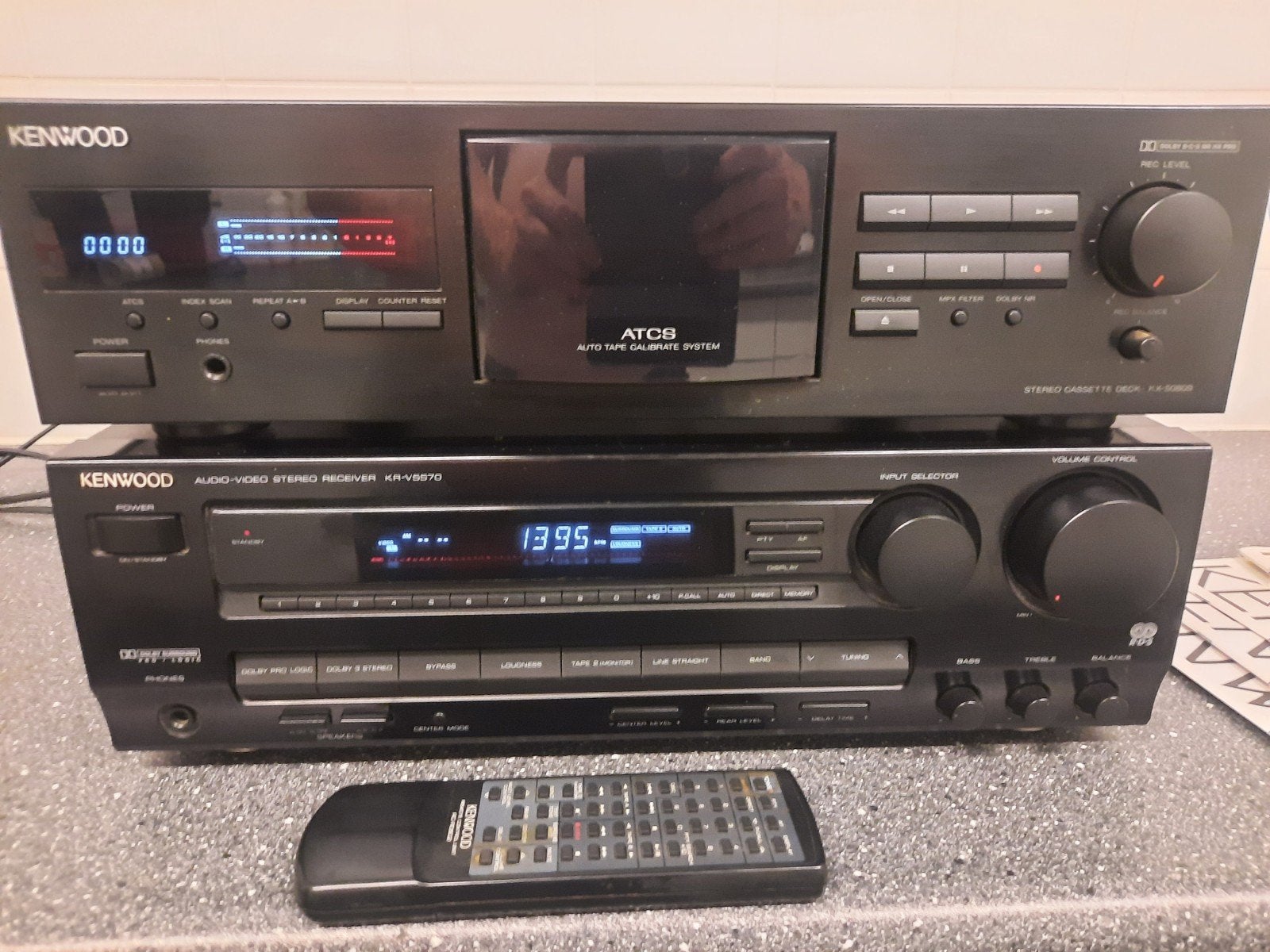 Kenwood KR-V5570 versterker en Kenwood KX-5080S cassettedeck, Ophalen, Zo goed als nieuw, Cassettedeck, Overige merken