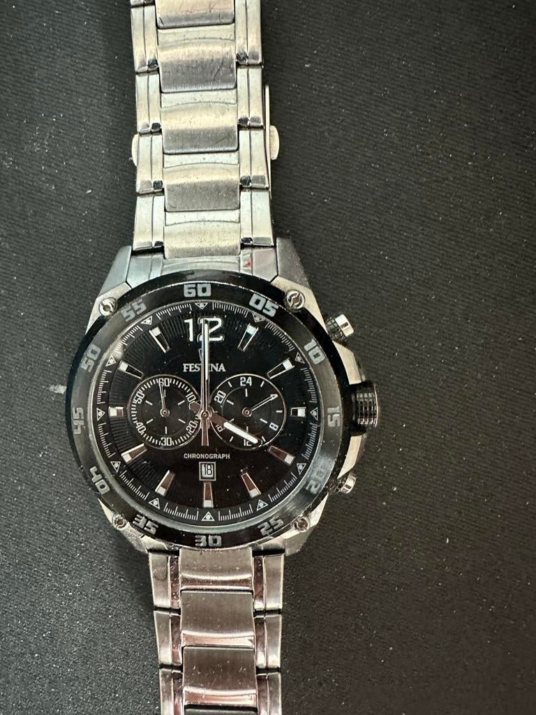 Festina Chronograaf Herenhorloge - Zilverkleurig Staal, Ophalen, Gebruikt