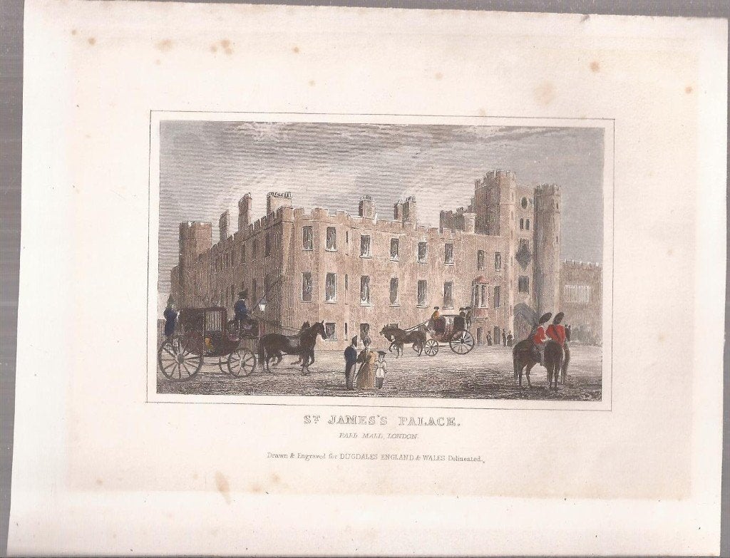 Londen. St. James's Palace Pall Mall London Ingekl. Staalgr., Antiek en Kunst, 1800 - 1899, Architectuur, Ophalen of Verzenden