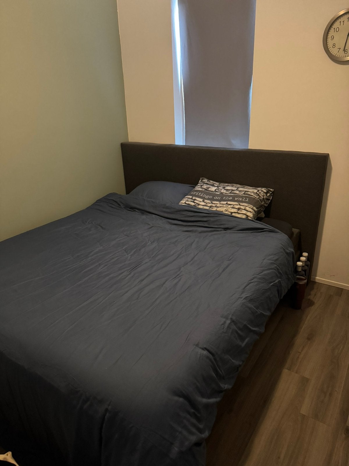Boxspring 180x210, Huis en Inrichting, Slaapkamer | Bedden, Gebruikt, Tweepersoons, 180 cm, 210 cm, Stof, Grijs, Ophalen