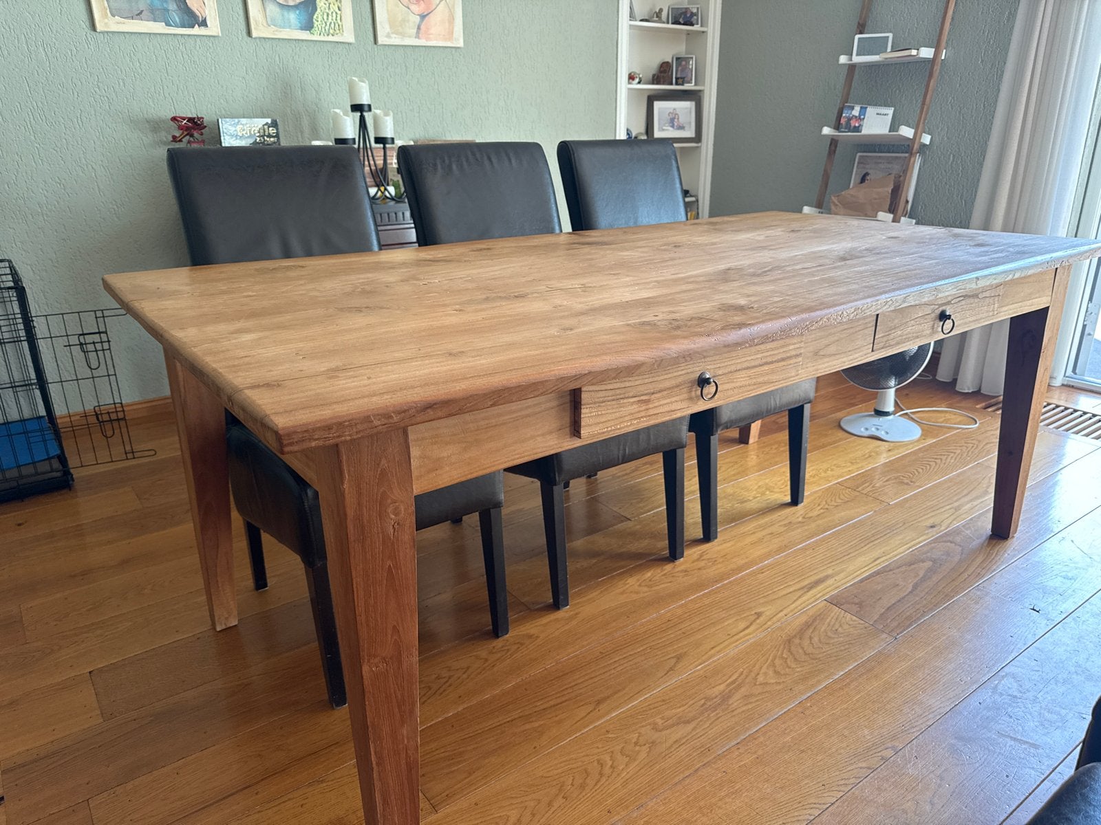 Teakhouten eettafel 200x100 cm voor 6 personen, Ophalen, Gebruikt, 100 tot 150 cm, Teakhout